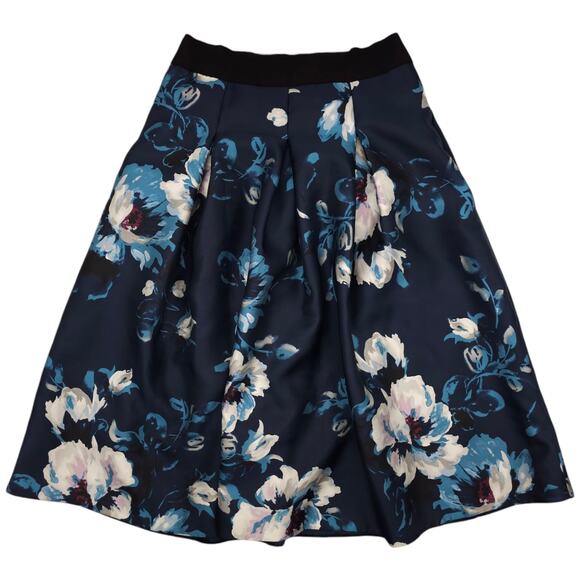 White House Black Market Skirt Womens 10 Petite Floral Midi A-Line Pleated - Picture 8 of 12